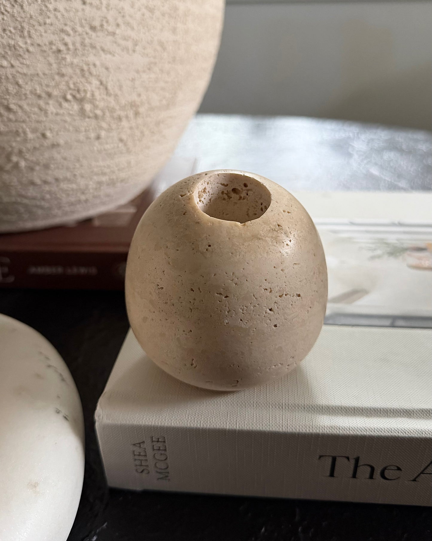 Travertine Stone Match Holder