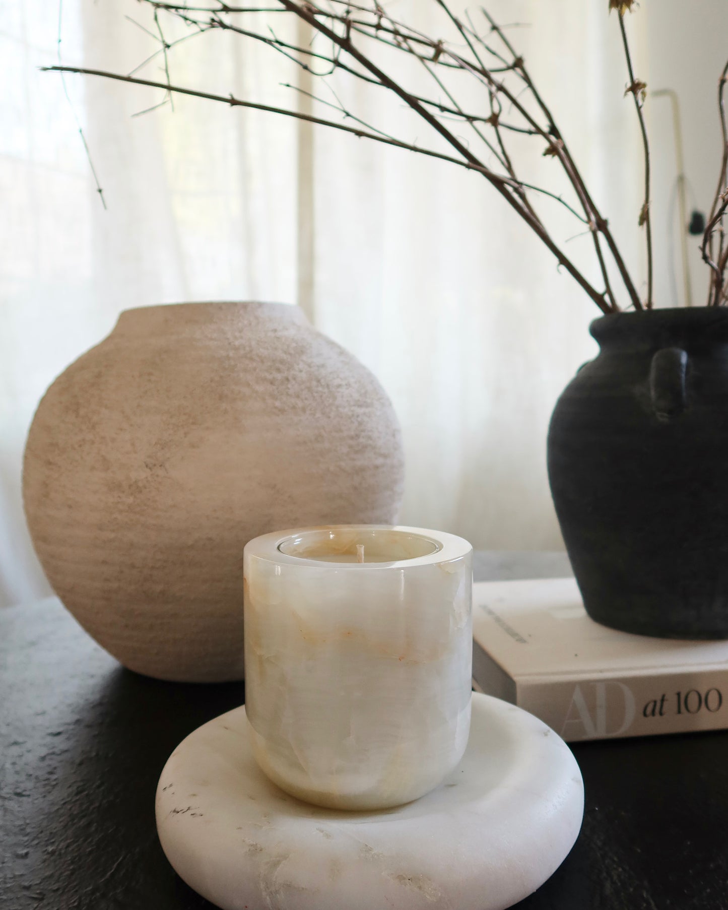 WHITE ONYX REFILLABLE CANDLE